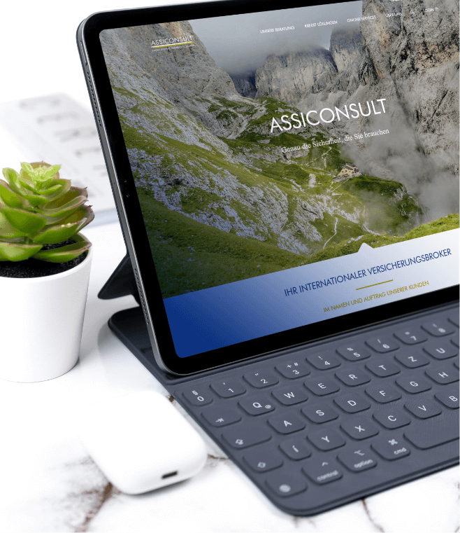 Assiconsult Webseite Mockup Bildschirm