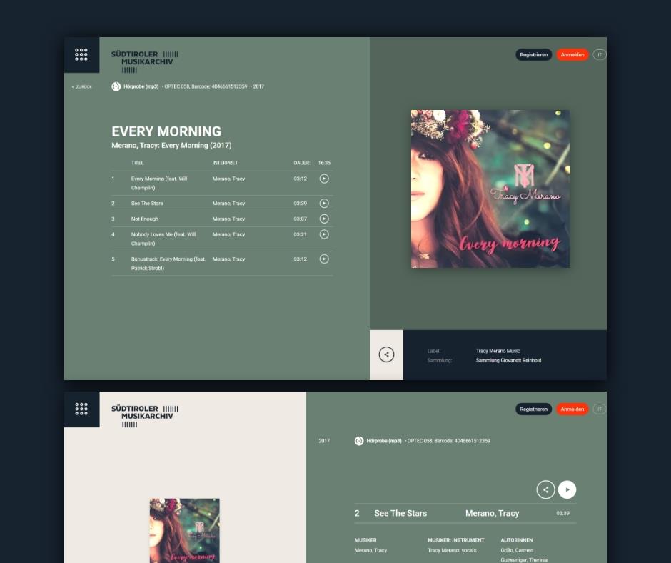 musikarchiv website albumdetailseite