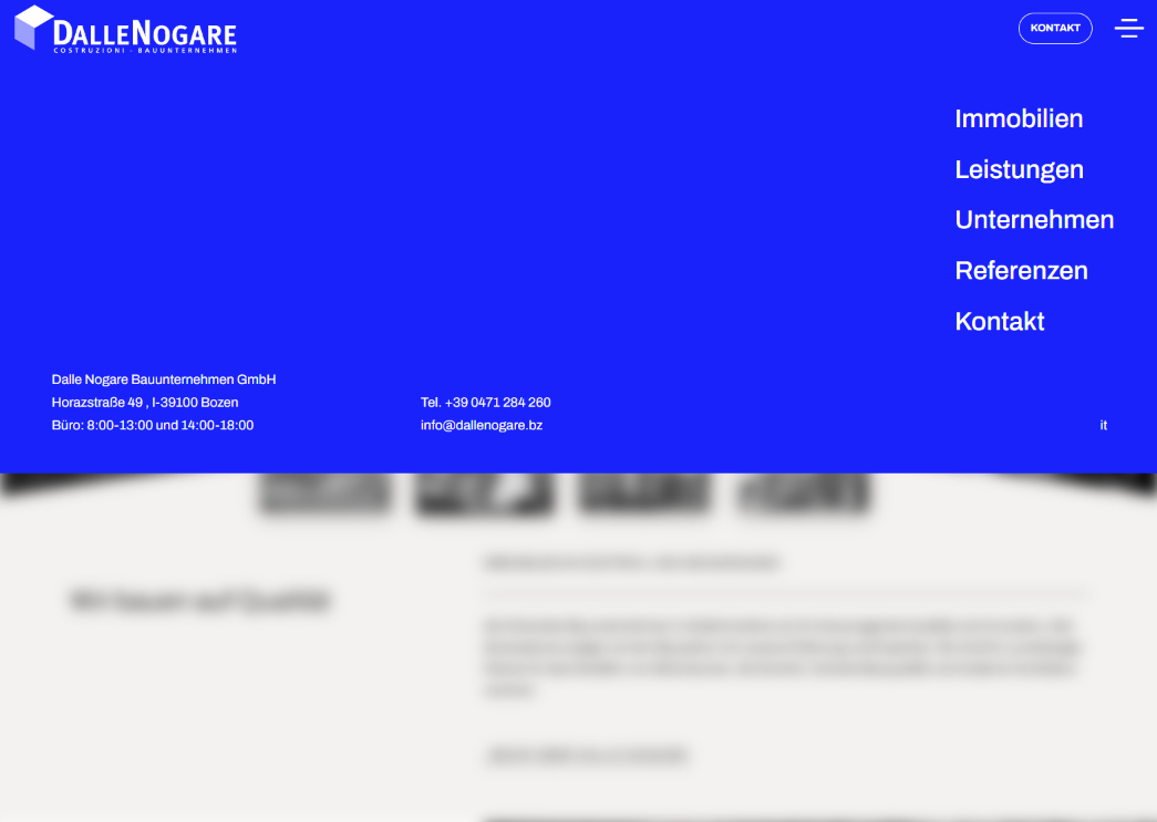 Mockup navigazione - menu DalleNogare