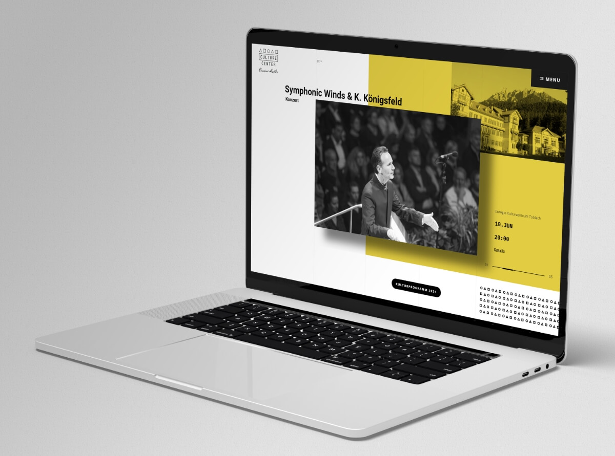Mockup Laptop Webseite Kulturzentrum Toblach