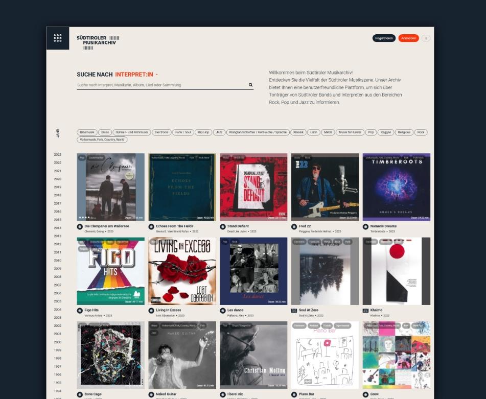 musikarchiv website screenshot homepage