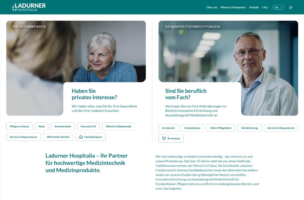 Screenshot Ladurner Homepage