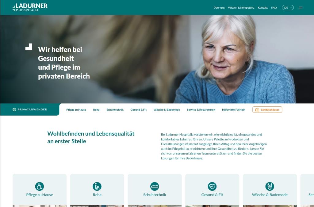 screenshot landing page Ladurner per privati